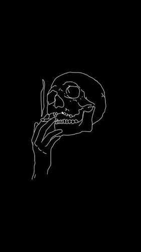 Рисунок Черные Обои на телефон скелет с черным фоном