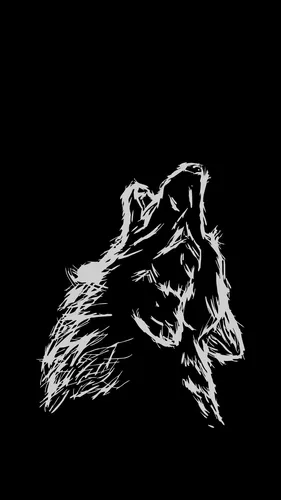 Рисунок Черные Обои на телефон черно-белое изображение черно-белого волка
