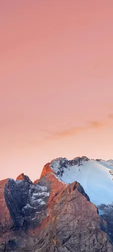 2340Х1080 Обои на телефон снежная гора с розовым небом