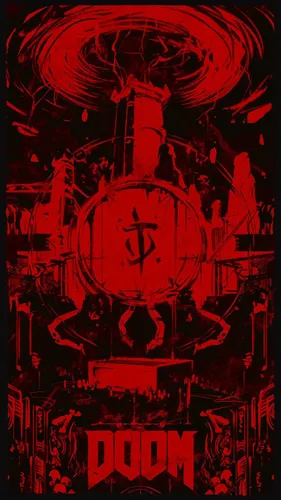 Doom Обои на телефон плакат в красно-черном дизайне