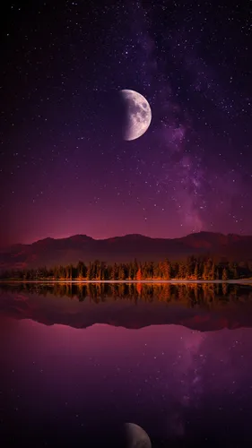 Hd Луна Обои на телефон луна над озером