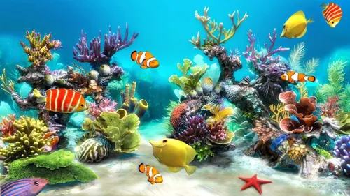 Аквариум Обои на телефон коралловый риф с рыбами и растениями