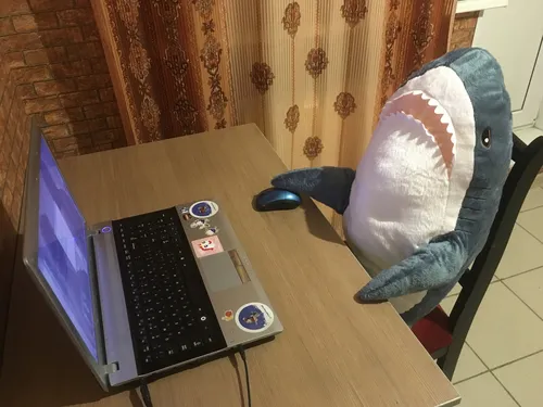 Акула Из Икеи Обои на телефон чучело рядом с ноутбуком
