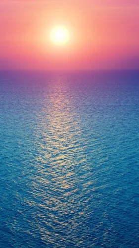 В Синих Тонах Обои на телефон солнце над океаном