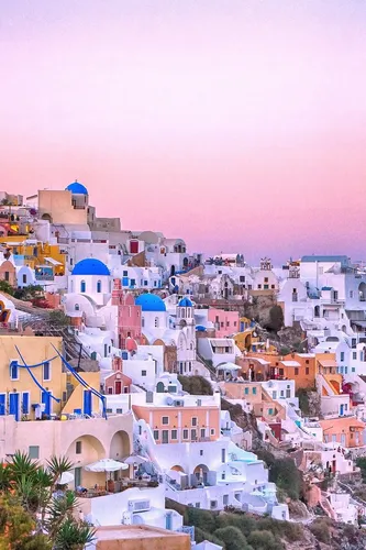 Греция Обои на телефон группа красочных зданий