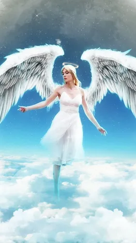 Крылья Обои на телефон человек в белом платье с крыльями и крыльями, летящими в небе
