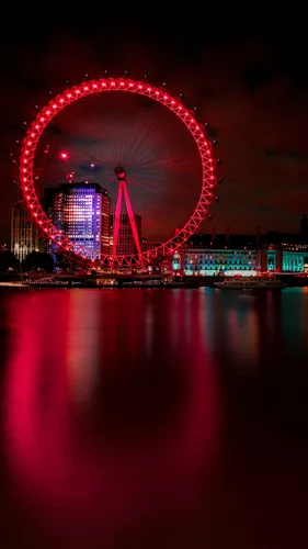 Лондон Обои на телефон большое красно-белое колесо обозрения