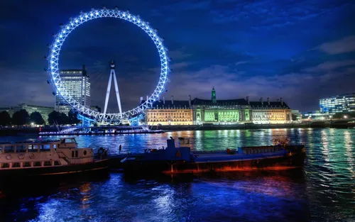 Лондон Обои на телефон колесо обозрения у реки с Лондонским глазом на заднем плане