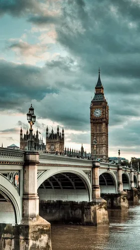 Лондон Обои на телефон башня с часами на мосту