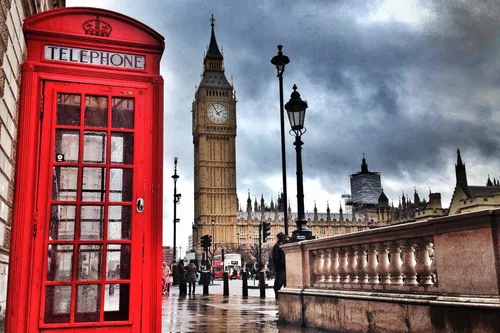 Лондон Обои на телефон башня с часами рядом с красной телефонной будкой
