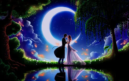 Любовь Страсть Обои на телефон мужчина и женщина в свадебном наряде целуются перед большим синим кругом с кругом