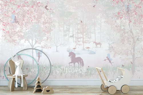 С Единорогами И Фламинго Обои на телефон картина с изображением лошади и кареты