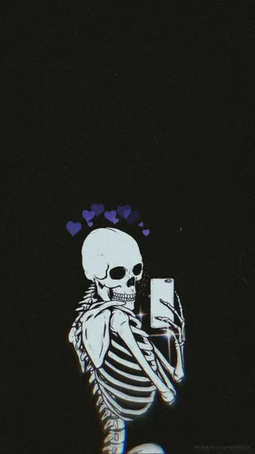 Старые Обои на телефон скелет с телефоном