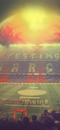 Фк Барселона Обои на телефон футбольный матч с большим огнем