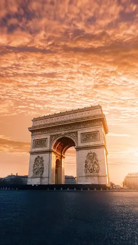 Франция Обои на телефон большая каменная арка на фоне заката