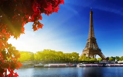 Франция Обои на телефон большая металлическая башня рядом с водоемом