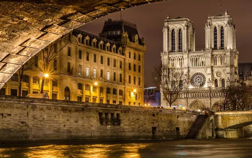 Франция Обои на телефон здание с мостом и водой перед ним