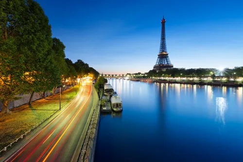 Франция Обои на телефон река с башней на заднем плане