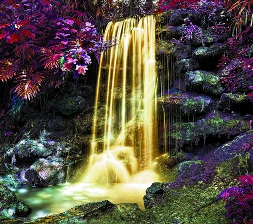 Фэн Шуй Обои на телефон водопад с разноцветными цветами