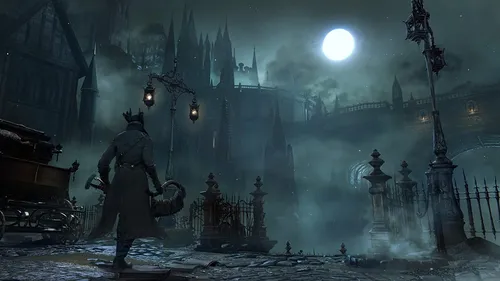 Bloodborne Обои на телефон человек, стоящий в городе