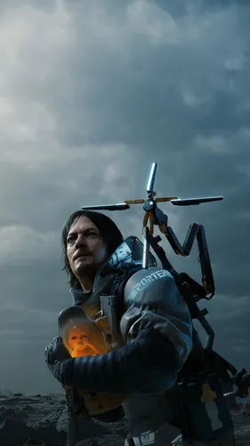 Норман Ридус, Death Stranding Обои на телефон мужчина, держащий дрон