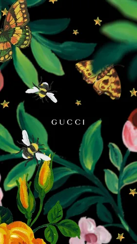 Gucci Обои на телефон группа бабочек на цветке