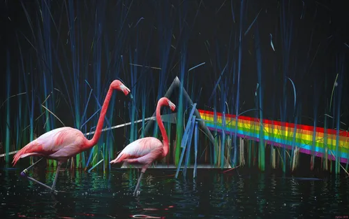 Pink Floyd Обои на телефон фламинго в воде