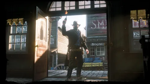 Red Dead Redemption 2 Обои на телефон мужчина в форме, стоящий в дверном проеме