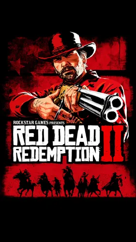Red Dead Redemption 2 Обои на телефон плакат с изображением человека в одежде с пистолетом