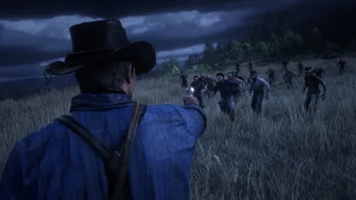 Red Dead Redemption 2 Обои на телефон группа людей в поле