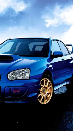 Subaru Impreza Обои на телефон синий автомобиль с рулем