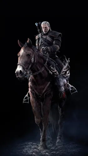 The Witcher 3 Обои на телефон мужчина верхом на лошади
