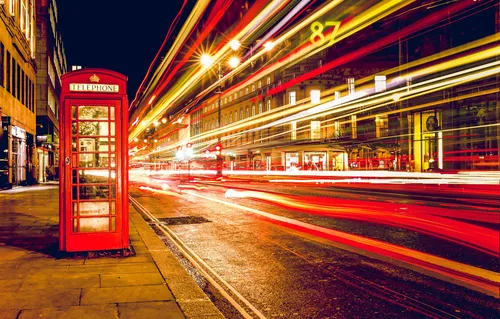 Англия Обои на телефон улица с красной телефонной будкой и красной телефонной будкой