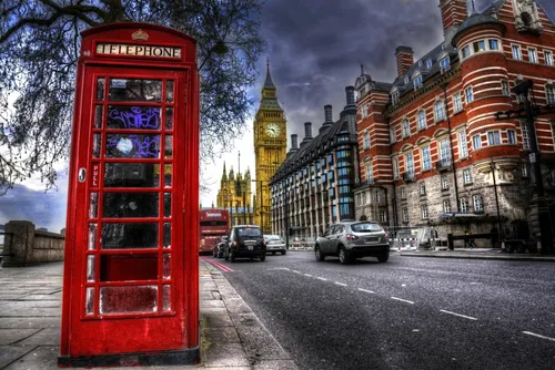 Англия Обои на телефон красная телефонная будка на улице