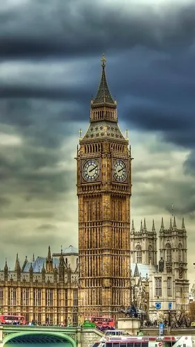 Англия Обои на телефон большая башня с часами стоит высоко на заднем плане Биг Бен