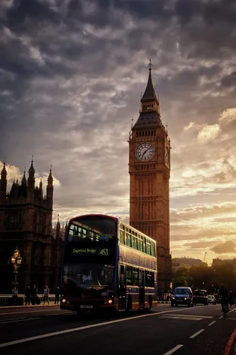 Англия Обои на телефон двухэтажный автобус на улице