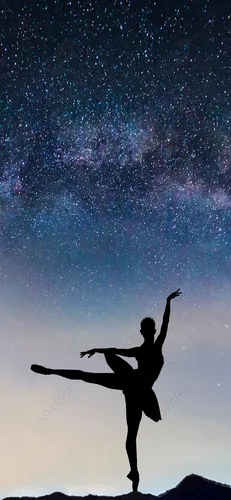 Балет Обои на телефон человек прыгает в воздухе со звездами в небе