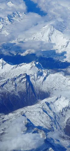 Бесплатные Зима Обои на телефон горный хребет, покрытый снегом