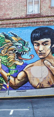 Брюс Ли Обои на телефон стена с граффити