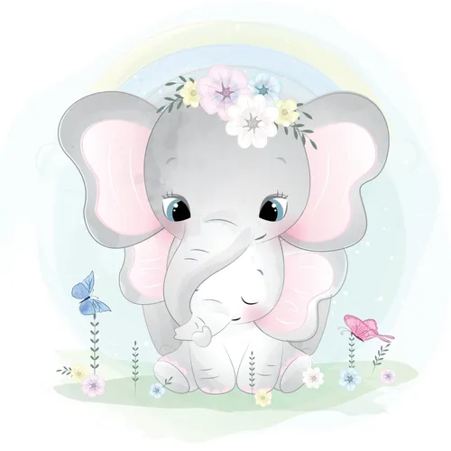 Дамбо Обои на телефон розово-белый кролик с цветами на голове