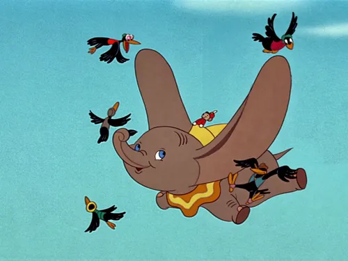 Дамбо Обои на телефон карикатура человека с усами и усами с группой птиц, летающих вокруг него