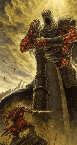 Дарк Соулс Обои на телефон картина человека с мечом и щитом