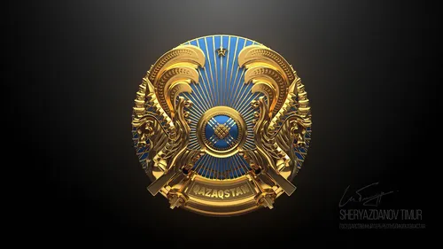 Казахстан Обои на телефон золотая и синяя эмблема