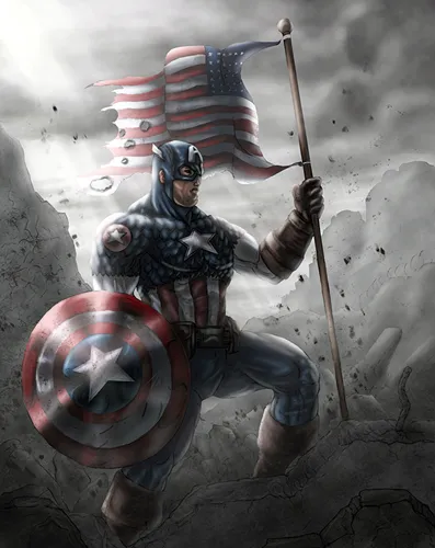 Капитан Америка Обои на телефон человек в скафандре со щитом и мечом
