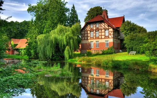 Красивые Дома Обои на телефон дом рядом с прудом