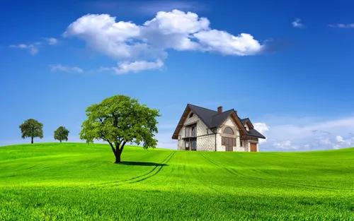 Красивые Дома Обои на телефон дом в травянистом поле