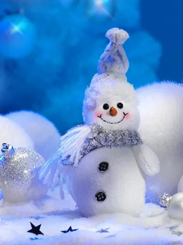 Красивые Зимние Обои на телефон снеговик в шляпе