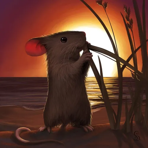 Крыса Обои на телефон маленькое животное, держащее растение