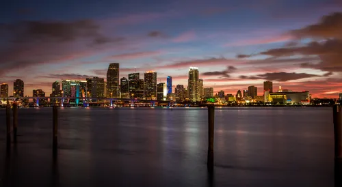 Майами Обои на телефон городской пейзаж на закате