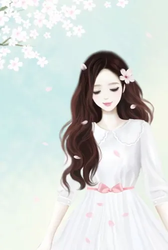 Милые Корейские Обои на телефон женщина с цветком в волосах